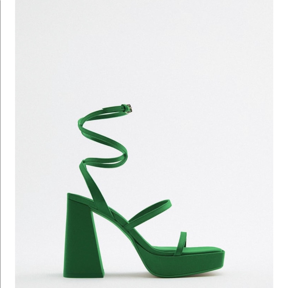 Zara Green Strappy Heels
